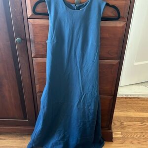 Y-3 Blue Dress, sleeveless, pockets, zippered back, size M